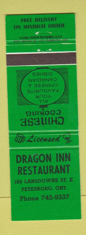 Matchbook Cover - Dragon Inn Restaurant Peterboro ON Chinese
