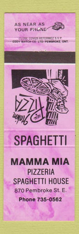 Matchbook Cover - Mamma Mia Pizza Pembroke ON PURPLE