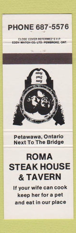 Matchbook Cover - Roma Steak House Tavern Petawawa ON