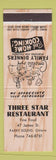 Matchbook Cover - Three Star Restaurant Parry Sound ON