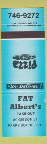 Matchbook Cover - Fat Albert's Restaurant Pizza Parry Sound ON BLUE
