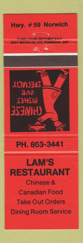 Matchbook Cover - Lam's Restaurant Chinese Norwich ON
