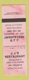 Matchbook Cover - JJ's Restaurant Yorkton SK