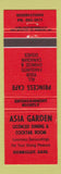 Matchbook Cover - Asia Garden Restaurant Humboldt SK