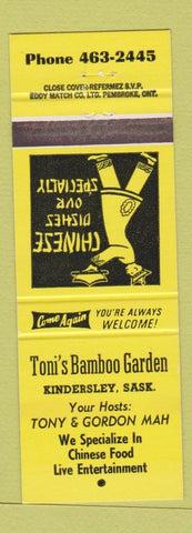 Matchbook Cover - Tom's Bamboo Garden Chinese Kindersley SK