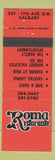 Matchbook Cover - Roma Ristorante Calgary AB