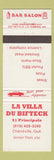 Matchbook Cover - La Villa Du Bifteck Cheneville QC