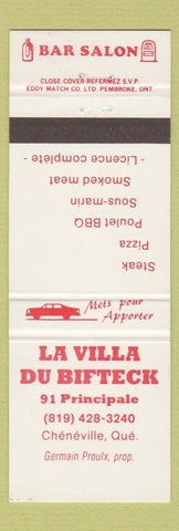 Matchbook Cover - La Villa Du Bifteck Cheneville QC