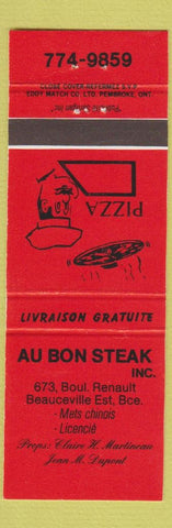 Matchbook Cover - Au Bon Steak Beauceville QC Pizza
