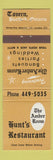 Matchbook Cover - Hunt's Restaurant Buford ON