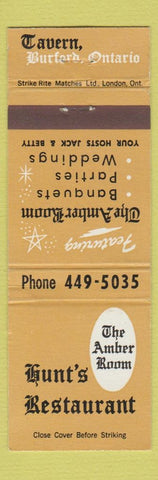 Matchbook Cover - Hunt's Restaurant Buford ON