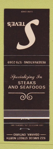 Matchbook Cover - Steve's Restaurant Oshawa ON