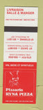 Matchbook Cover - Pizzaria Ryna Pizza Ste Foy St David St Etienne QC
