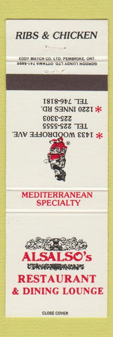 Matchbook Cover - Alsalso's Restaurant Mediterranean