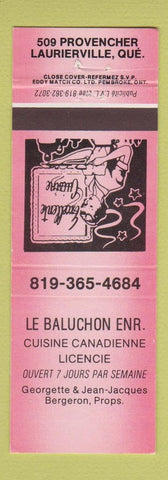 Matchbook Cover - Le Baluchon Restaurant Laurierville QC