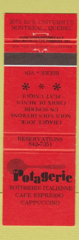 Matchbook Cover - La Potagerie Montreal QC