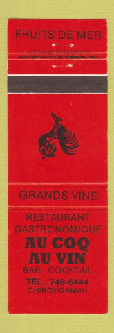 Matchbook Cover - Au Coq Au Vin Chibougamau QC