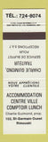 Matchbook Cover - Accommodation Centre Ville Restaurant Rimouski QC