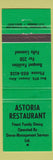Matchbook Cover - Astoria Restaurant Jasper AB