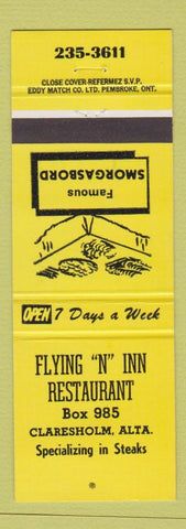 Matchbook Cover - Flying N Inn Restaurant Claresholm AB YELLOW