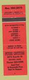 Matchbook Cover - Peters Cafeteria Regina SK