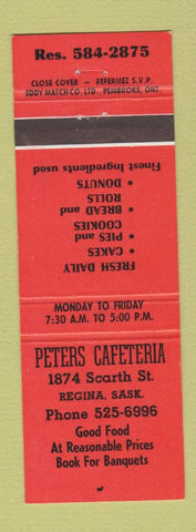 Matchbook Cover - Peters Cafeteria Regina SK