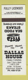 Matchbook Cover - Dallas House Pizza Edmonton AB