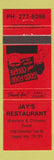 Matchbook Cover - Jay's Restaurant Calgary AB