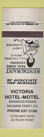 Matchbook Cover - Victoria Hotel Motel Shelburne County NS