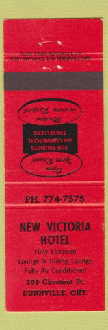 Matchbook Cover - New Victoria Hotel Dunnville ON