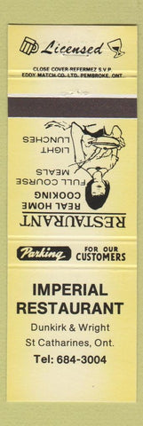 Matchbook Cover - Imperial Restaurant St Catharines ON