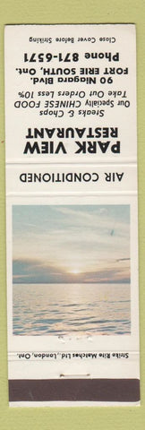 Matchbook Cover - Park View Restaurant Fort Erie South ON