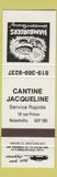 Matchbook Cover - Cantine Jacqueline Nobertville QC