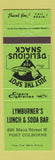 Matchbook Cover - Lymburner's Lunch Soda Bar Port Colborne ON