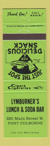 Matchbook Cover - Lymburner's Lunch Soda Bar Port Colborne ON