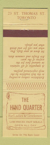 Matchbook Cover - Hind Quarter Toronto ON