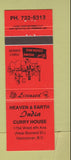 Matchbook Cover - Heaven and Earth Indian Curry House Vancouver BC