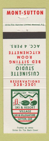 Matchbook Cover - Mont Sutton QC Ski Village