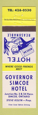 Matchbook Cover - Governor Simcoe Hotel Simcoe ON