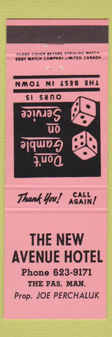 Matchbook Cover - New Avenue Hotel The Pas MB NEON ORANGE
