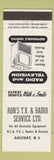 Matchbook Cover - Ron's TV Radio Service Arichat NS