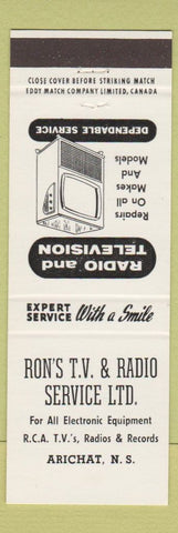 Matchbook Cover - Ron's TV Radio Service Arichat NS