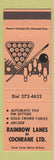 Matchbook Cover - Rainbow Lanes Cochrane ON? Bowing billiards ORANGE