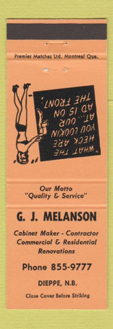 Matchbook Cover - GJ Melanson Cabinets Dieppe NB girlie