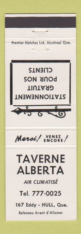 Matchbook Cover - Taverne Alberta Hull QC