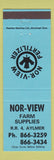 Matchbook Cover - Nor View Farm Supply Fertilizer Aylmer QC BLUE