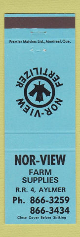 Matchbook Cover - Nor View Farm Supply Fertilizer Aylmer QC BLUE