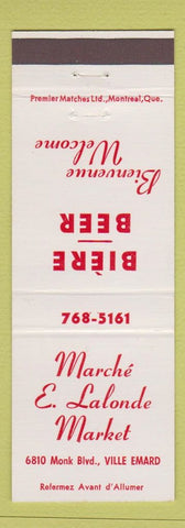 Matchbook Cover - Marche E Lalonde Market Ville Emard QC