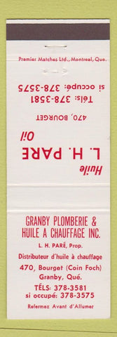 Matchbook Cover - Granby Plomberie QC