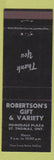 Matchbook Cover - Robertson's Gift and Variety ST Thomas ON